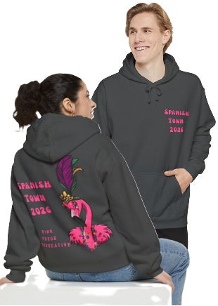 Spanish Town Mardi Gras 2026 Hoodie – Garment-Dyed Heavyweight Flamingo Sweatshirt