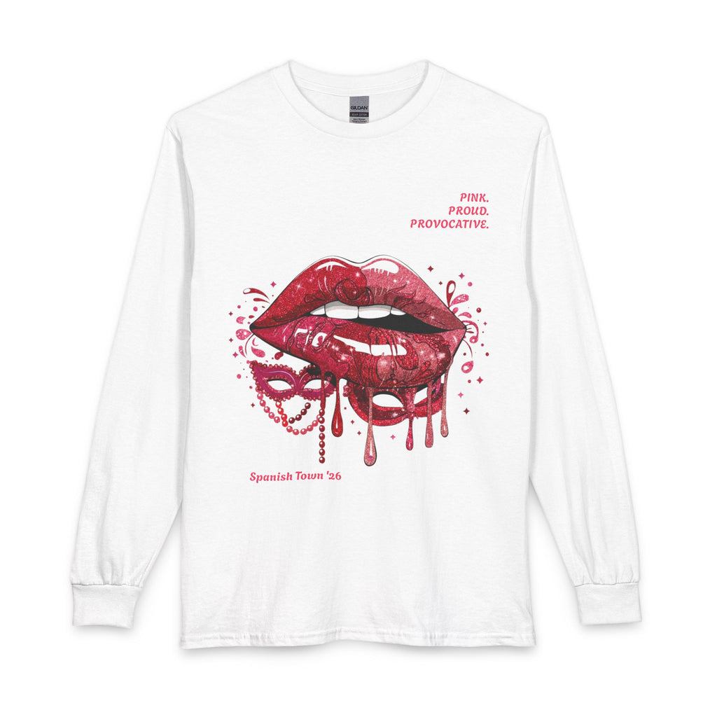 Dripping Red Lips Long Sleeve Tee – “Pink. Proud. Provocative.” Graphic Shirt