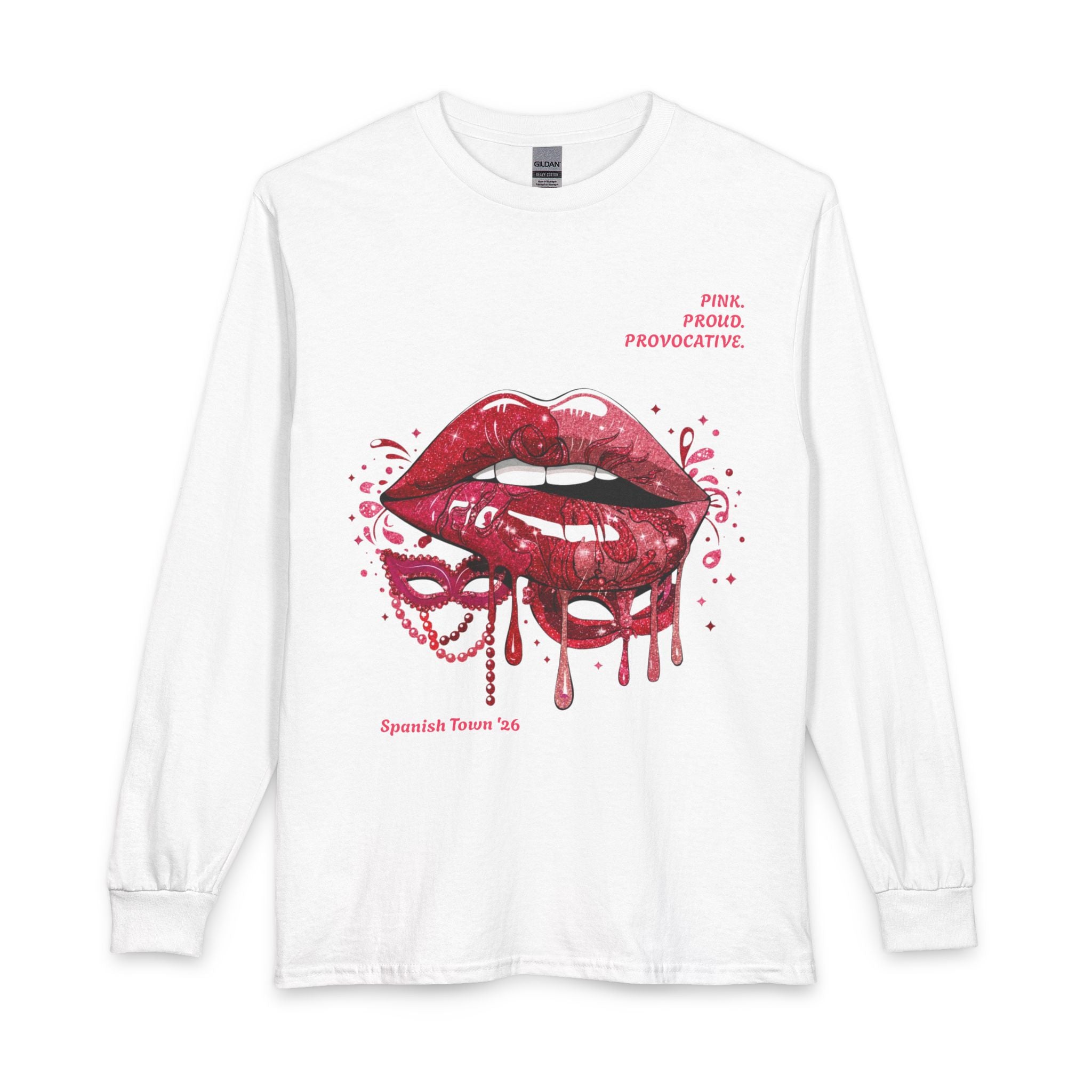 Dripping Red Lips Long Sleeve Tee – “Pink. Proud. Provocative.” Graphic Shirt
